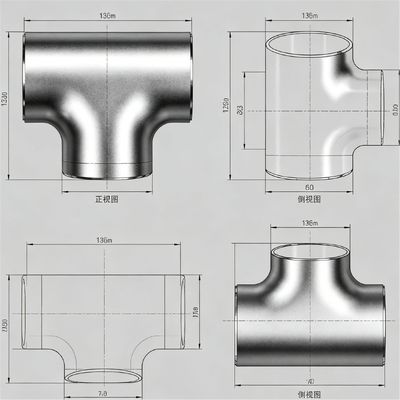 Threaded CuNi Equal Tee Water Pipe Connector Industrial Corrosion Resistant Fitting